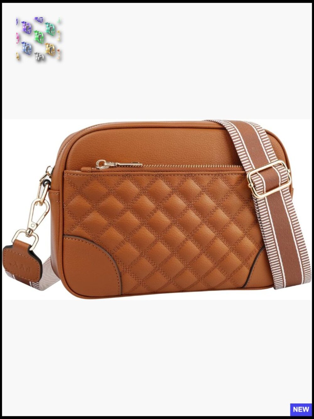 Small Quilted Vegan Leather Crossbody Purse Travel Adjustable Strap